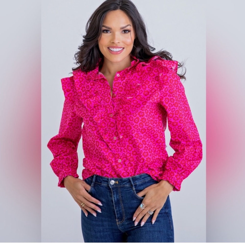 Karlie pink ruffle top